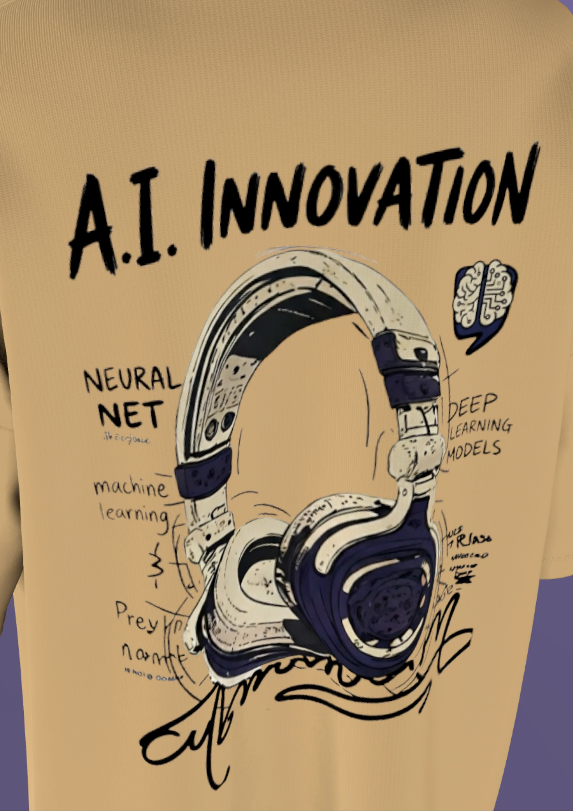 NIT SIKKIM  - BEIGE AI INNOVATION  - PREMIUM 240 GSM OVERSIZE T-SHIRT - Image 5