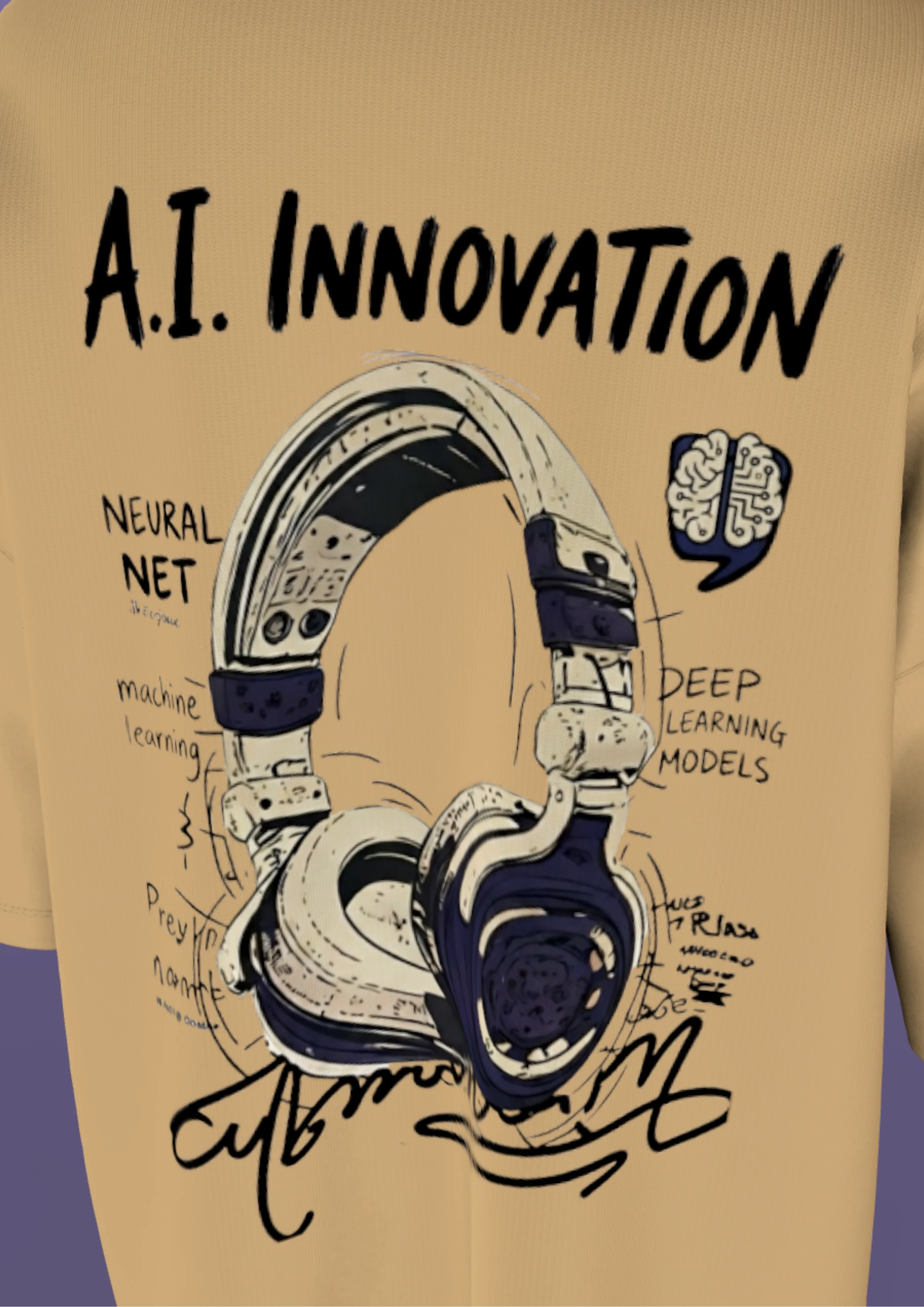 NIT SIKKIM  - BEIGE AI INNOVATION  - PREMIUM 240 GSM OVERSIZE T-SHIRT - Image 6