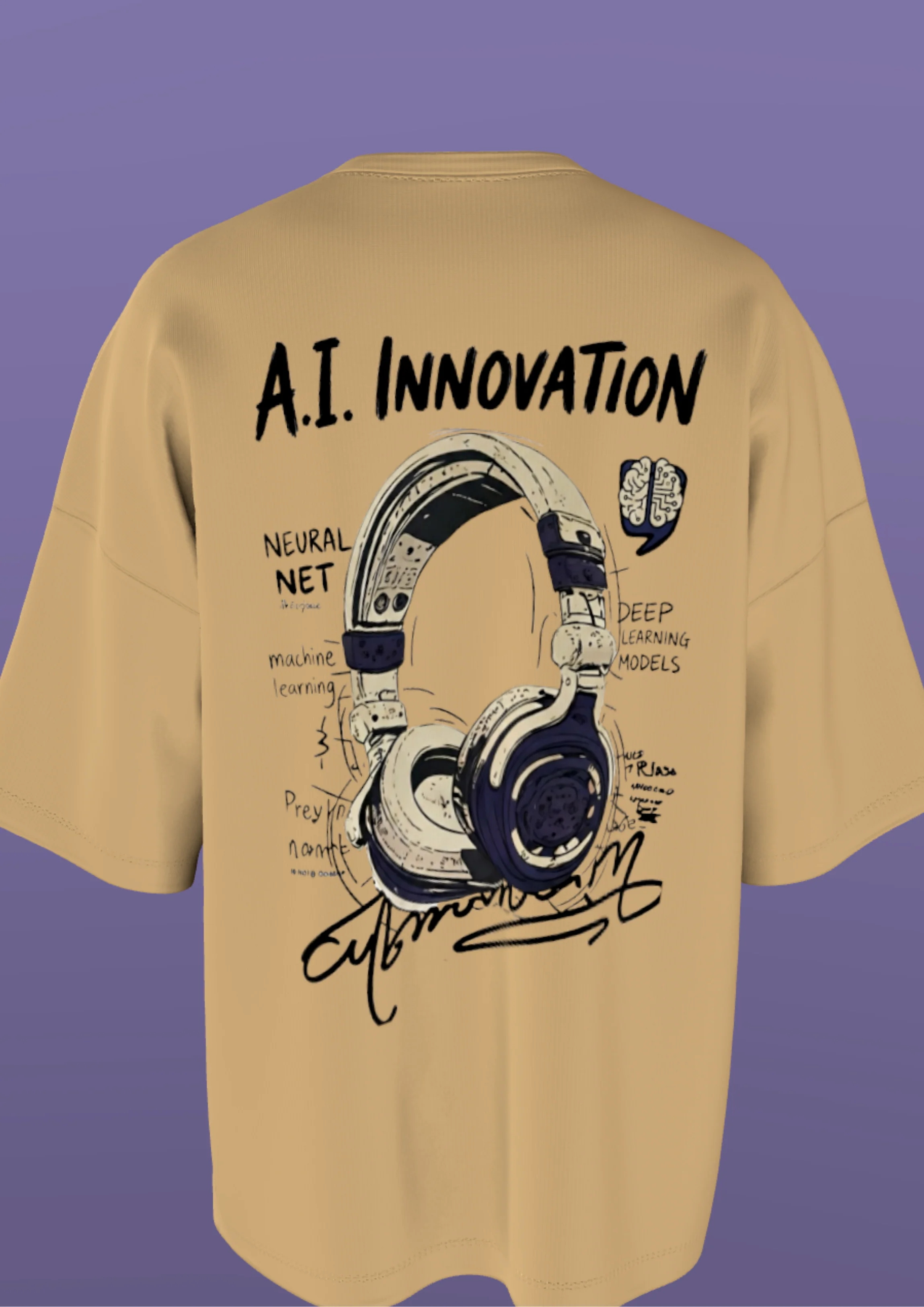 NIT SIKKIM  - BEIGE AI INNOVATION  - PREMIUM 240 GSM OVERSIZE T-SHIRT - Image 8