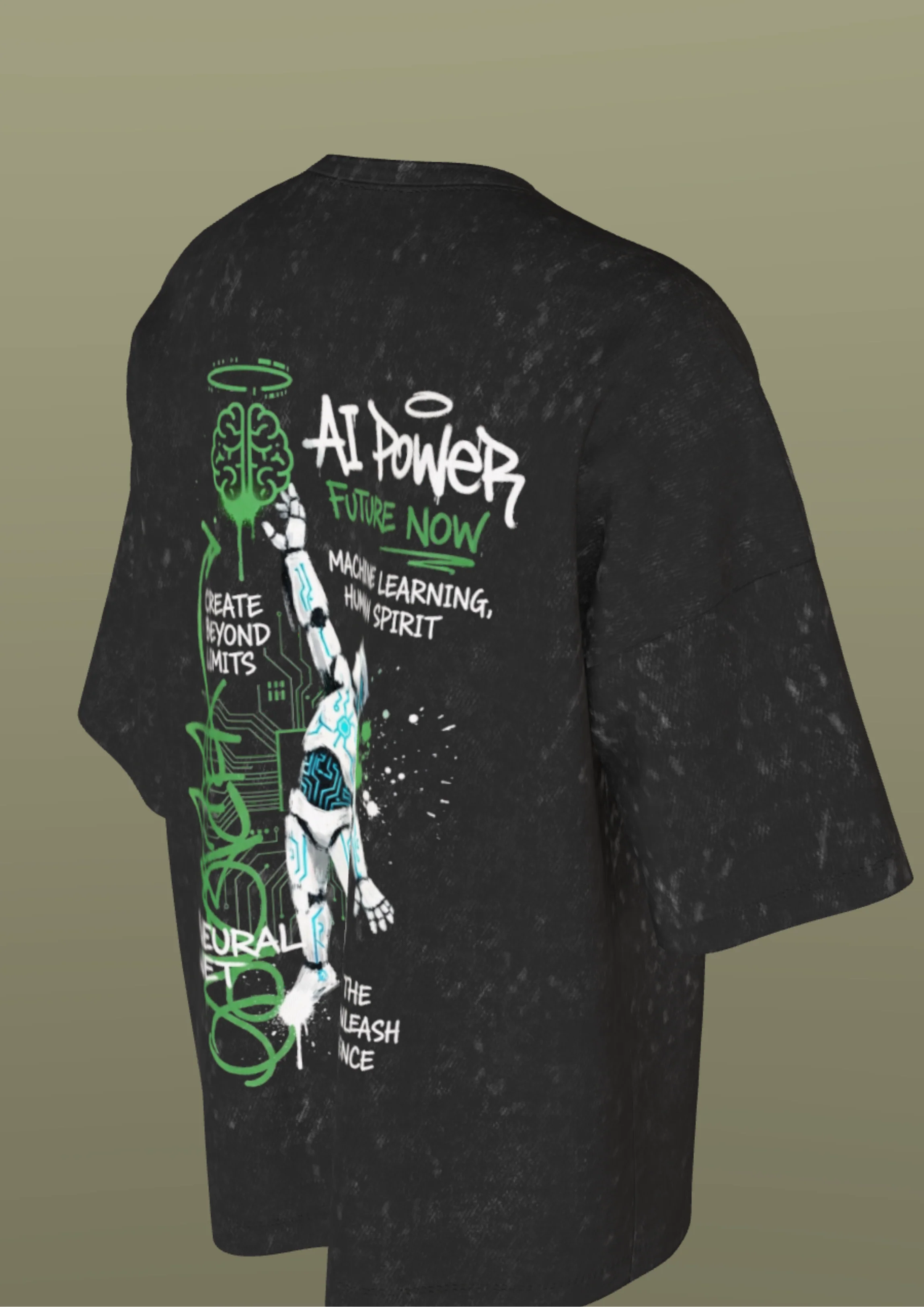NIT SIKKIM  - BLACK AI POWER  - PREMIUM 250 GSM ACID WASHED T-SHIRT - Image 3