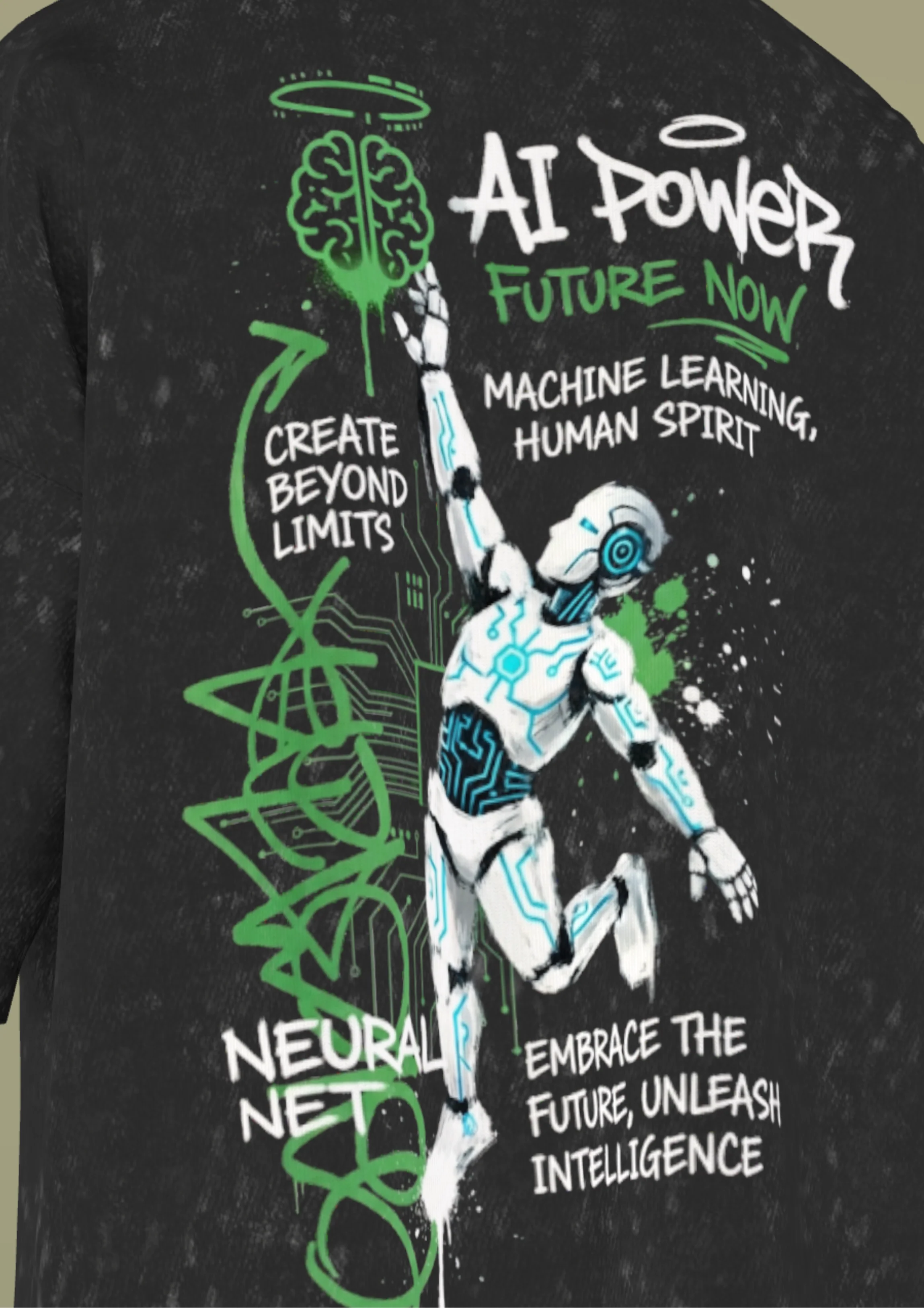 NIT SIKKIM  - BLACK AI POWER  - PREMIUM 250 GSM ACID WASHED T-SHIRT - Image 4