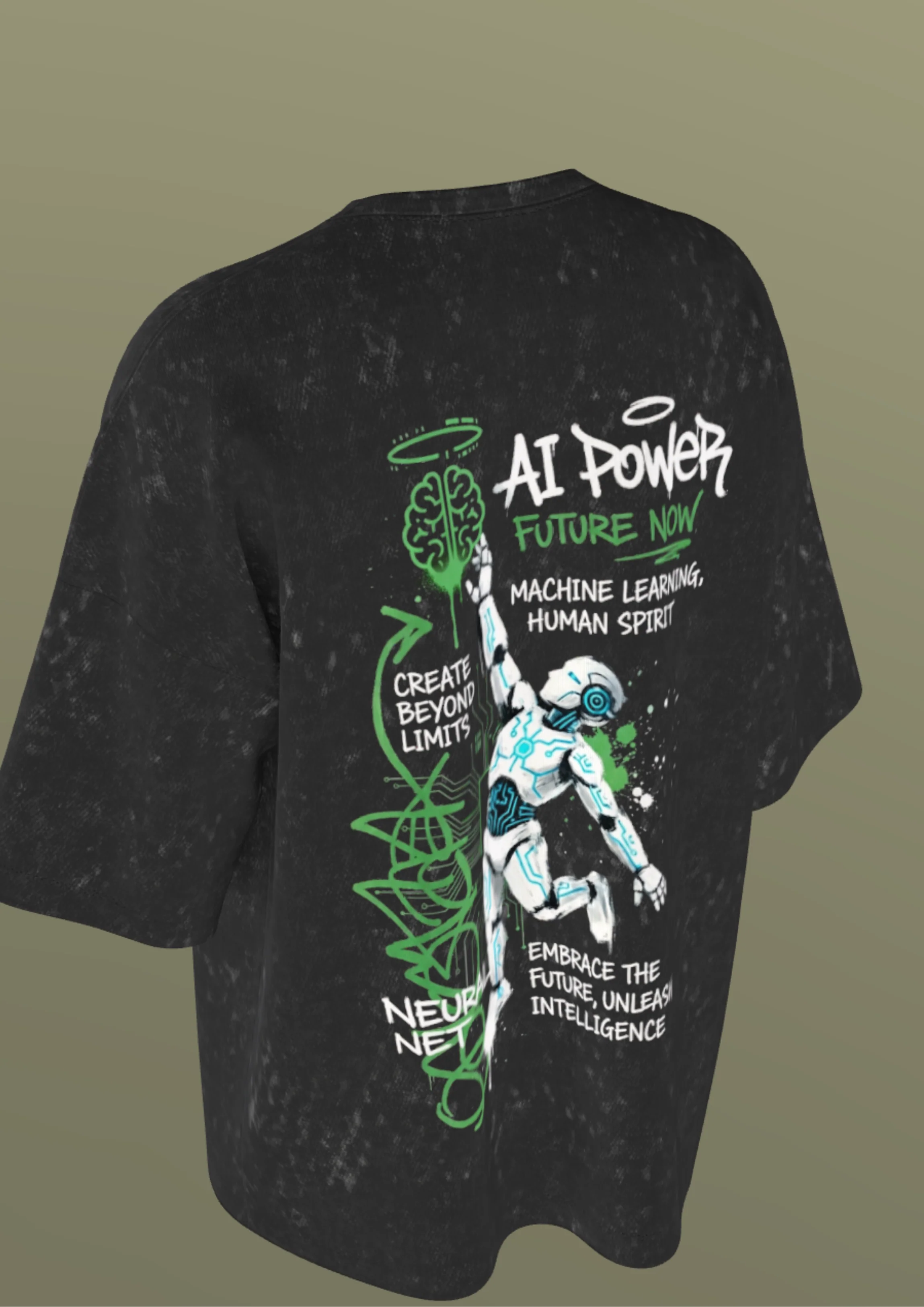 NIT SIKKIM  - BLACK AI POWER  - PREMIUM 250 GSM ACID WASHED T-SHIRT - Image 7