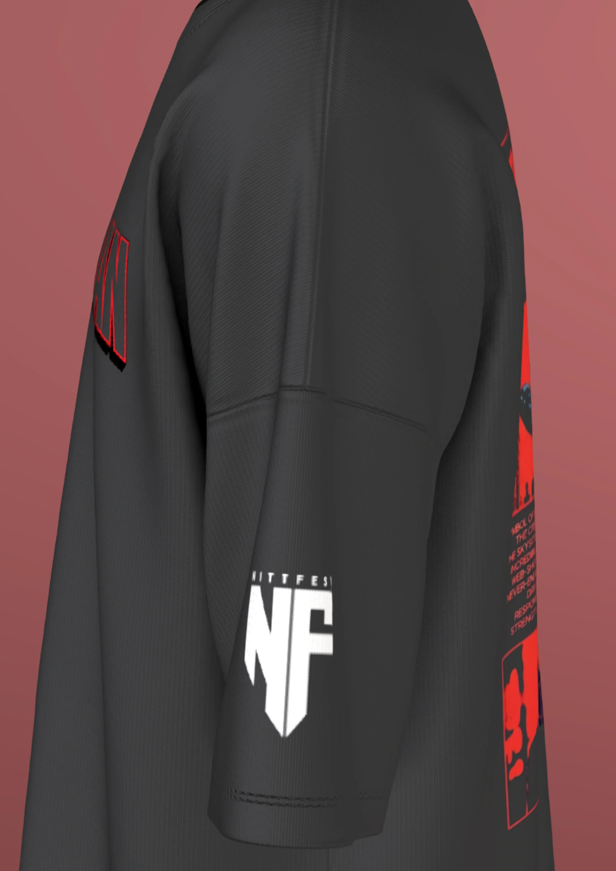 NIT TRICHY - RED SPIDY - PREMIUM 220 GSM OVERSIZE T-SHIRT - BLACK - Image 4