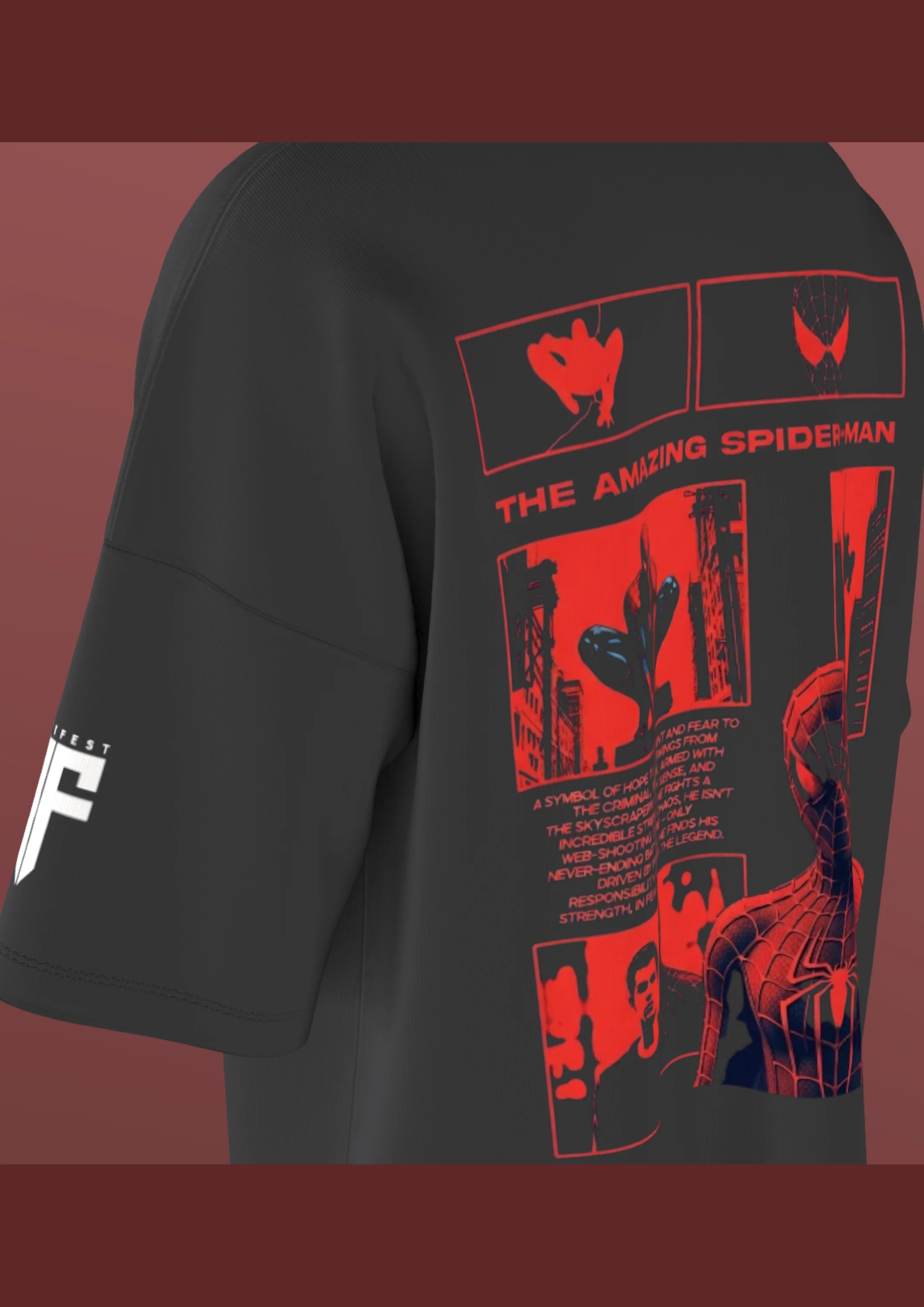 NIT TRICHY - RED SPIDY - PREMIUM 220 GSM OVERSIZE T-SHIRT - BLACK - Image 6