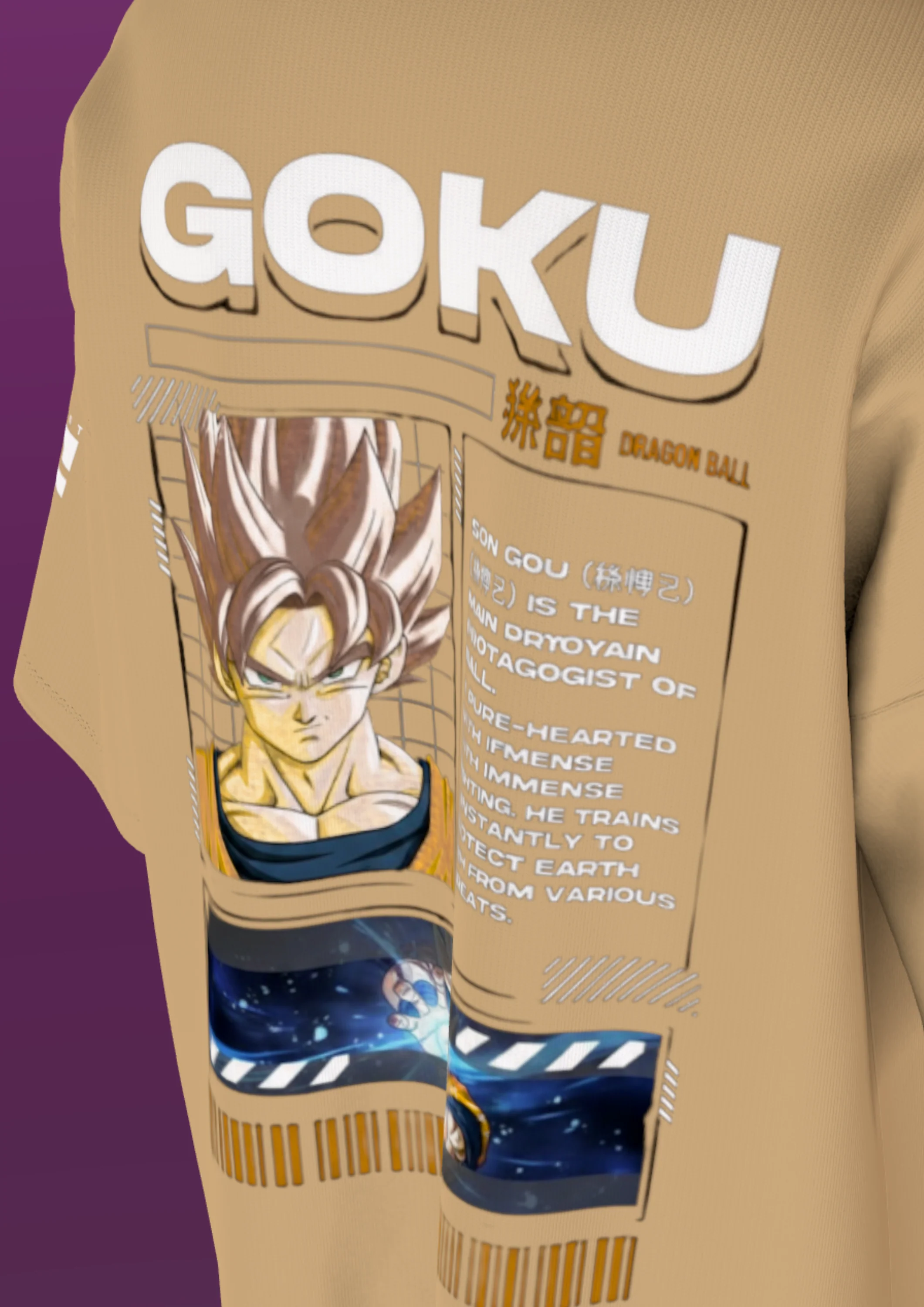 NIT TRICHY - GOKU - PREMIUM 240 GSM OVERSIZE T-SHIRT - BEIGE - Image 4