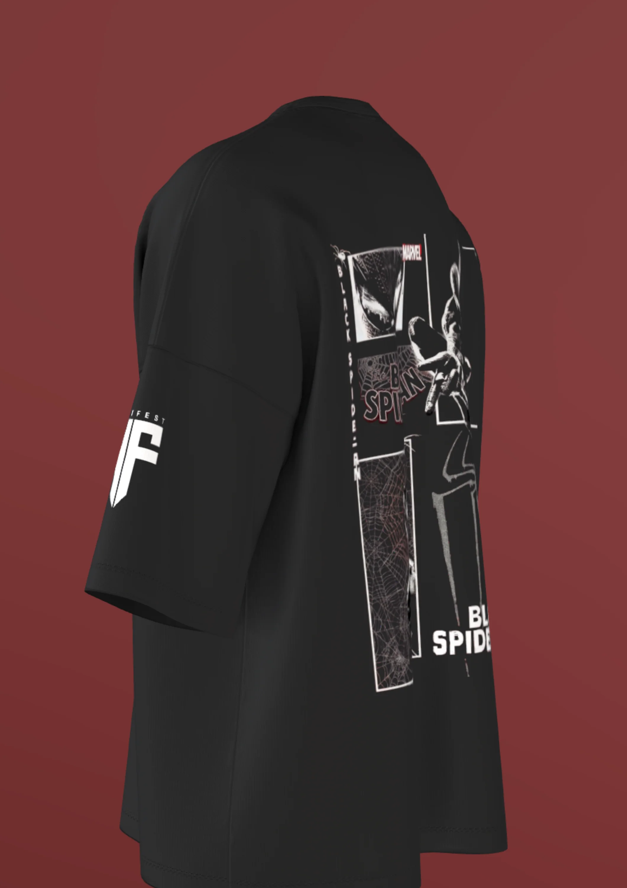 NIT TRICHY - BLACK SPIDEY - PREMIUM 220 GSM OVERSIZE T-SHIRT - BLACK - Image 3