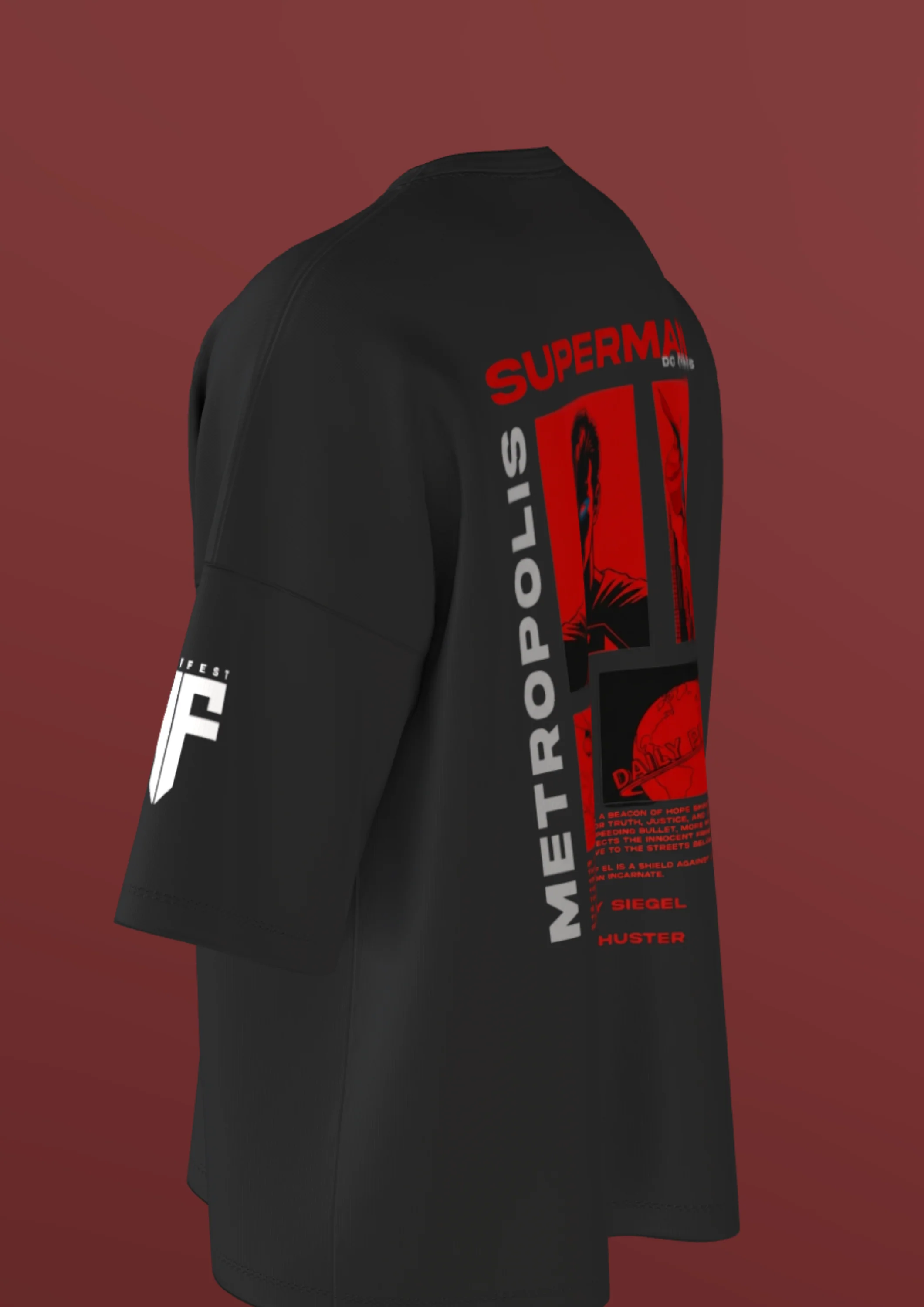 NIT TRICHY - SUPERMAN - PREMIUM 220 GSM OVERSIZE T-SHIRT - BLACK - Image 3