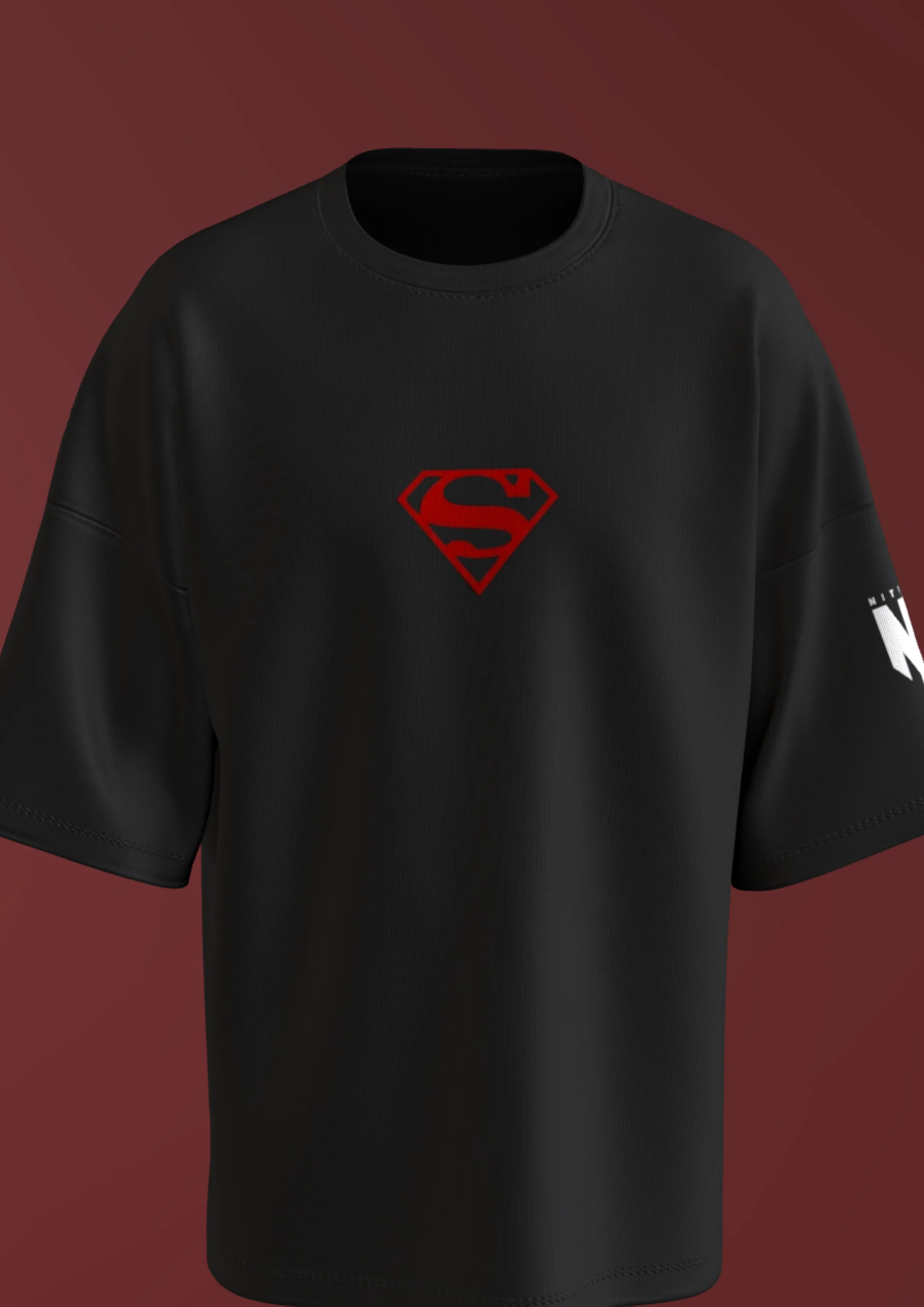 NIT TRICHY - SUPERMAN - PREMIUM 220 GSM OVERSIZE T-SHIRT - BLACK - Image 5